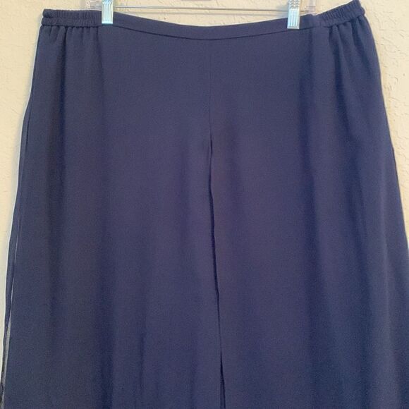 Emma Street Navy High Waisted Wide Leg Mesh Pant Size 18W - Picture 3 of 14
